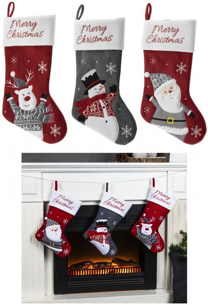 XXL Nikolausstiefel Nikolausstrumpf Weihnachtsdeko 45cm 54726 Schneemann_54726