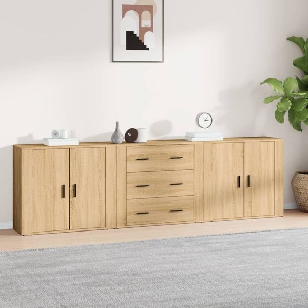 vidaXL Sideboards 3 Stk. Sonoma-Eiche Holzwerkstoff 3185402