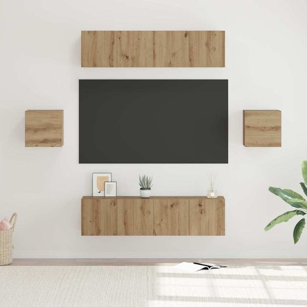 vidaXL TV-Schrankset Wandmontiert 6 pcs Artisan-Eiche Holzwerkstoff 3393401