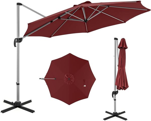 Ampelschirm RELAX4LIFE Ø325cm mit Kurbel & Kreuzfuß UV-Schutz