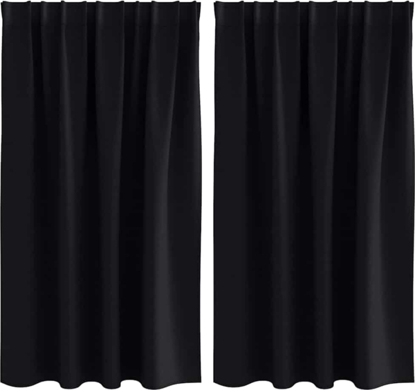 vidaXL Verdunkelungs-Vorhänge mit Ringen 2 pcs Schwarz 140 x 140 cm 4107428