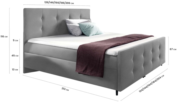 99rooms Primo Boxspringbett 160x200 cm Velours Jasmine Braun Bild 4