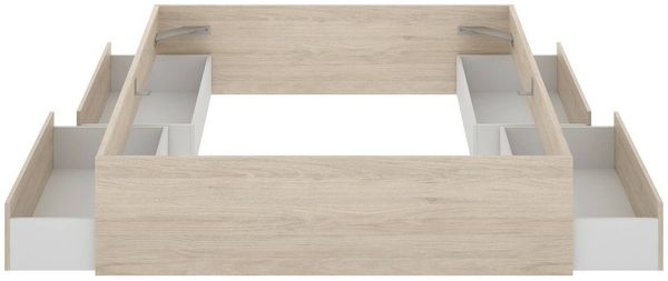 Dmora Doppelbett Ferdie, Struktur des Container-Betts, Sommier mit Verkleidung, Matratzenhalterstruktur, 169x205 h39 cm, Eiche
