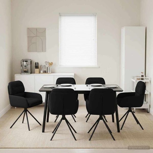 vidaXL Drehstuhl Esszimmer 6 pcs Kunstleder Schwarz 59 x 59,5 x 90 cm 3428264