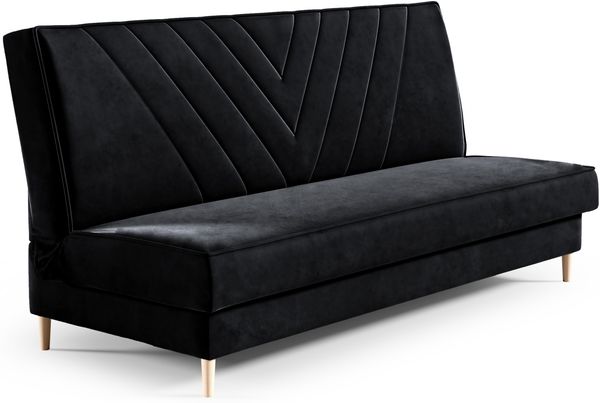 Schlafsofa LINDA, moderne Polsterbank mit Schlaffunktion, Sofa mit Bettkasten, hohe Holzbeine, Wellenfederung, (Monolith 97), 93 x 90 x 200 cm