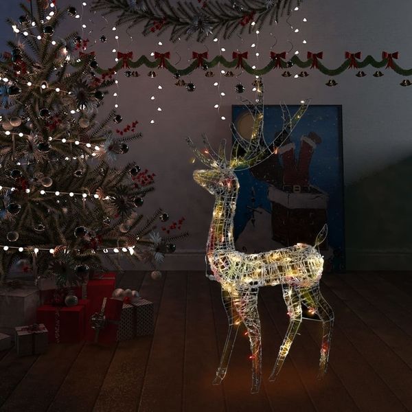 vidaXL LED-Rentier Acryl Weihnachtsdekoration 140 LEDs 128 cm Bunt 329784