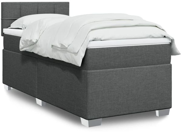 vidaXL Boxspringbett mit Matratze Dunkelgrau 80x200 cm Stoff 3285716