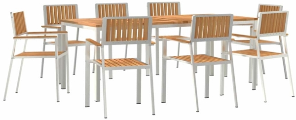 vidaXL Outdoortisch-Set 9 pcs Braun Massivholz Teak 3334804