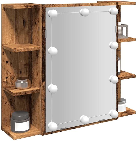 vidaXL Spiegelschrank mit LED Altholz 70x16,5x60 cm 857003