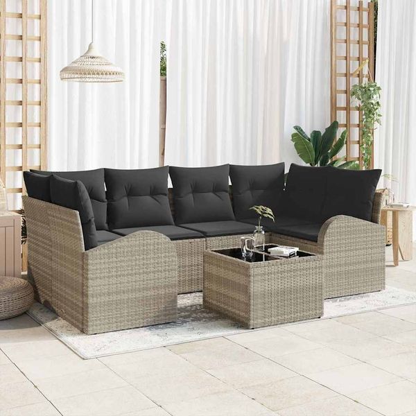 vidaXL Gartensofa-set Hellgrau 55 x 55 x 37 cm Poly-Rattan 3345942