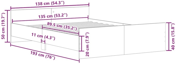 vidaXL Bettgestell mit Kopf- und Fußteil Schwarz 135x190 cm 3203790 Bild 9
