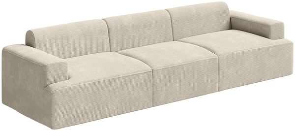 skølm 'Freki' Cloud Sofa 3 Sitzer, Vollschaumcouch mit Federkern und Vakuum-Kompression, kein Aufbau erforderlich, mit 3 Kissen, Cord beige Bild 11