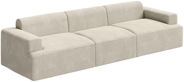 skølm 'Freki' Cloud Sofa 3 Sitzer, Vollschaumcouch mit Federkern und Vakuum-Kompression, kein Aufbau erforderlich, mit 3 Kissen, Cord beige Bild 10