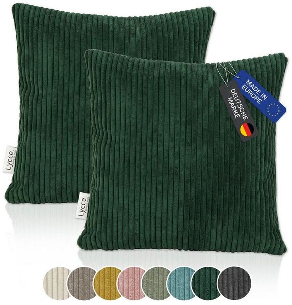 Lycce Dekokissen Kissenbezug 2er Set CORD Stoff (40 x 40 cm) mit Reißverschluß
