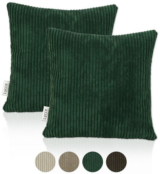 Lycce Dekokissen Kissenbezug 2er Set CORD Stoff (40 x 40 cm) mit Reißverschluß