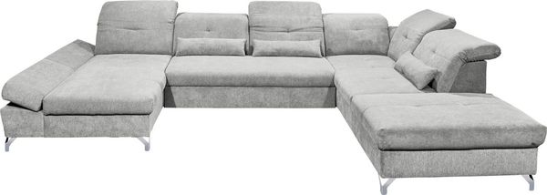 Couch MELFI Sofa Schlafcouch Wohnlandschaft Bettsofa Schlaffunktion grau U-Form