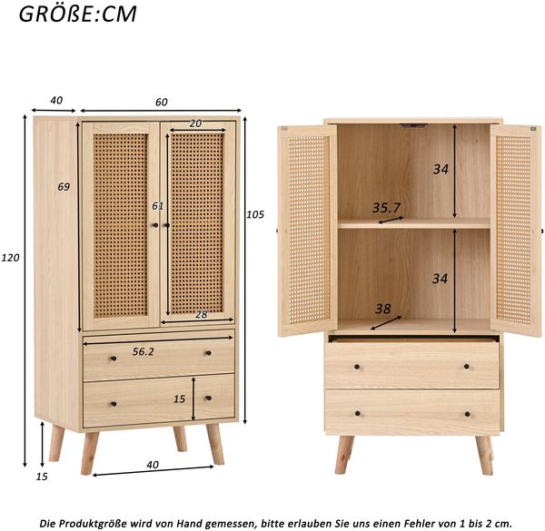 MODFU Kommode Sideboard Kommode Stehschrank Aufbewahrung Sideboard TV-Tisch (Offwhite Creme Breite 60 cm), mit Türen und Schubladen Sideboard mit großem Stauraum Bild 3