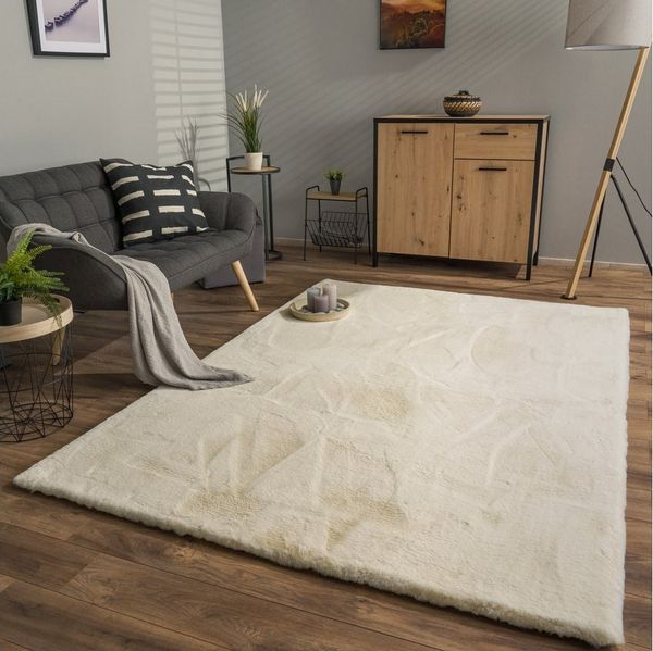 TT Home Teppich Diele, Esszimmer, Flur, Kinderzimmer, Schlafzimmer, Wohnzimmer, Rechteckig, Höhe: 39 mm, Wohnzimmer Hochflor Teppich Langflor Soft Kaninchenfell Fell Imitat We