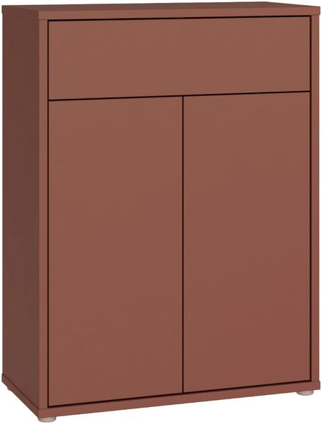 Forte Alice Springs Schuhschrank 70 80, modern-minimalistisch, 2-türig, 1 Schublade, Holzwerkstoff, Terrakotta, 74,5 cm breit x 99,1 cm hoch x 34,9 cm tief