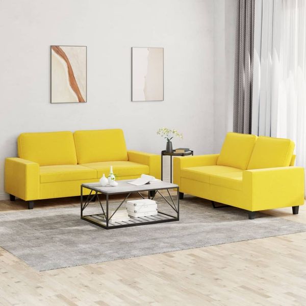 vidaXL 2-tlg. Sofagarnitur Hellgelb Stoff 3201887