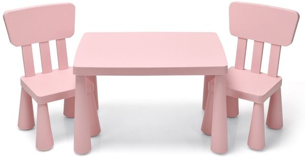 Kindertisch und 2 Stühlen 3 TLG. Kindersitzgruppe Kindermöbel-Set Rosa
