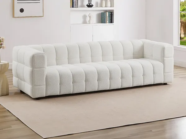 Vente-unique - LERICI Sofa Stoff Weiß - B 86 cm x H 70 cm x L 255 cm
