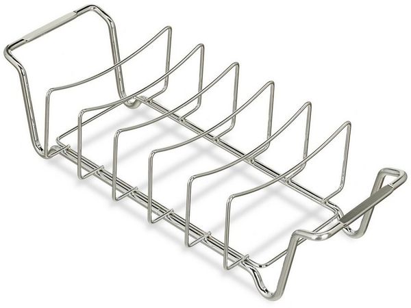 relaxdays Grillschale Rippchenhalter 2in1, Stahl