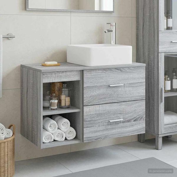 vidaXL Badezimmermöbel-Set 2 pcs Grau Sonoma Holzwerkstoff 3403885