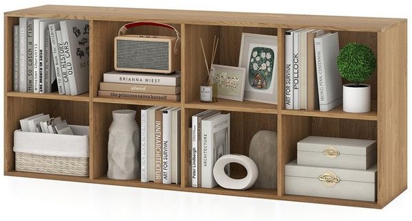 COSTWAY Bücherregal, Bücherschrank mit 8 Fächern 121,5 x 29 x 61 cm
