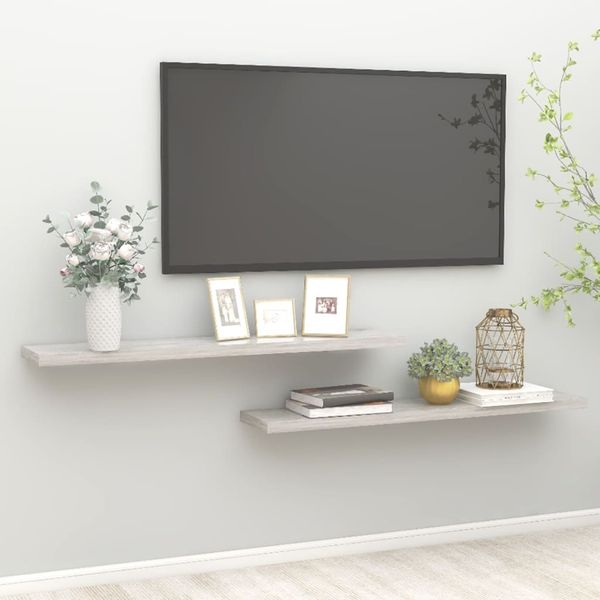 vidaXL Schweberegale 2 Stk. Betongrau 120x23,5x3,8 cm MDF 326607