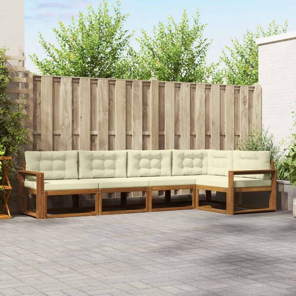 vidaXL Outdoor-Sofagarnitur mit Kissen 5 pcs Natur und Creme 3367583