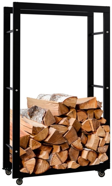 TPFLiving Kaminholzregal Turea, BxTxH:60x25x100 cm, (Vier gummierte Hartbodenrollen mit Feststellfunktion, Stabile Konstruktion mit seitlichen Querstreben), Ideal für Wohnräume, Flur, Keller oder Garage