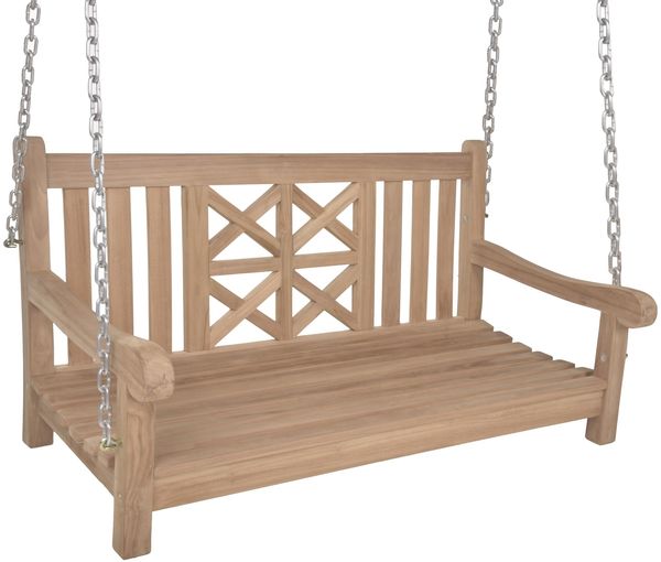 Garten-Hängebank NELLY - 120cm Breit, Teak, Natur | Hängebank Garten Wetterfest Sitzbank Outdoor