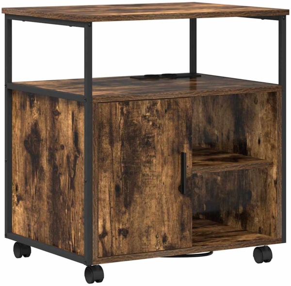 vidaXL Büroschrank, mit Lademöglichkeit, Holz Räuchereiche, 61 x 46 x 67 cm