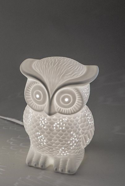 formano Tischleuchte Porzellanlampe Eule, 20 cm weiß, ohne Leuchtmittel