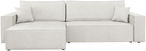 Mirjan24 'Kobaro Maxi' Ecksofa mit Bettkasten und Schlaffunktion, Weiß, 82 x 145 x 272 cm
