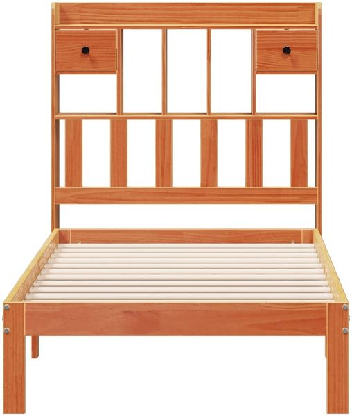 vidaXL Massivholzbett mit Regal ohne Matratze Wachsbraun 100x200 cm 3322617 Bild 4