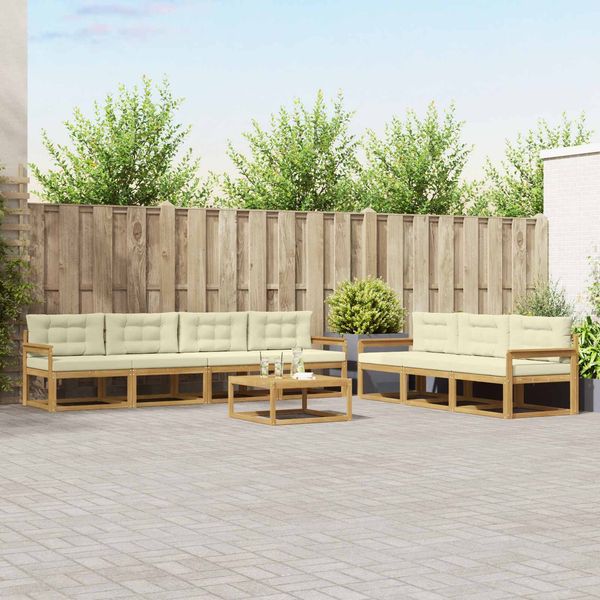 vidaXL Outdoor-Sofagarnitur mit Kissen 7 pcs Weiß und Creme 3386154