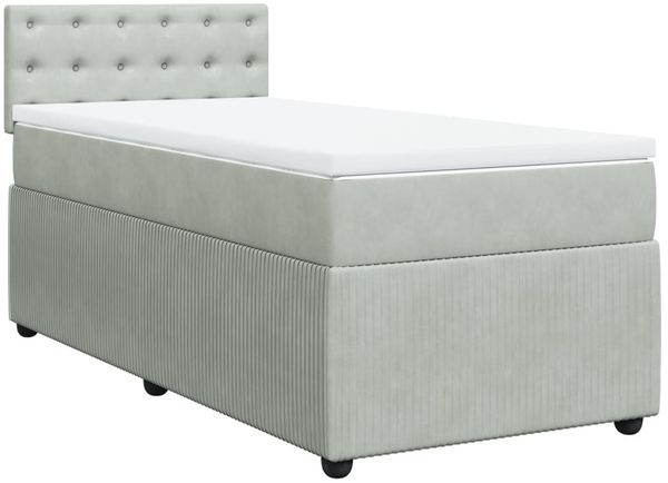 vidaXL Boxspringbett mit Matratze Hellgrau 90x190 cm Samt 3289914 Bild 3