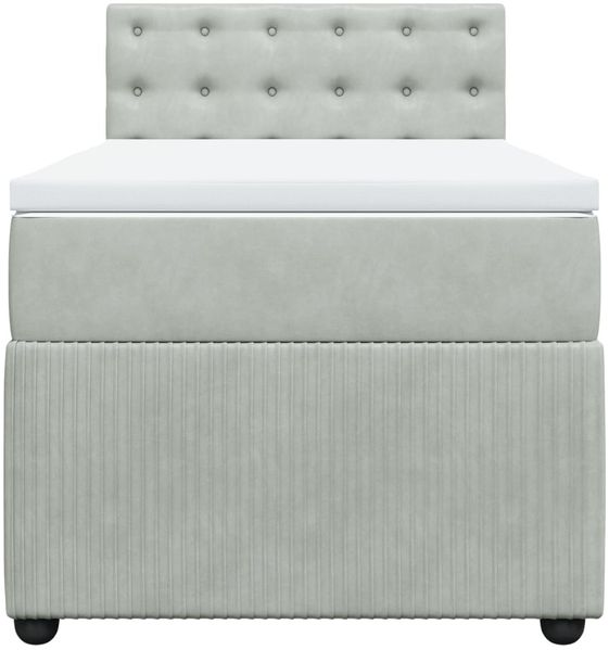 vidaXL Boxspringbett mit Matratze Hellgrau 90x190 cm Samt 3289914 Bild 6