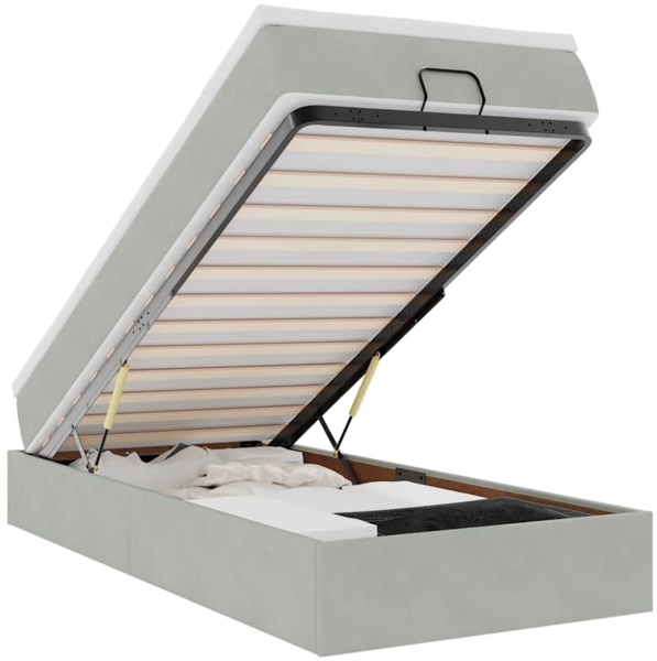 vidaXL Ottoman-Bett mit Matratze Hellgrau 100x200 cm Samt 3311165