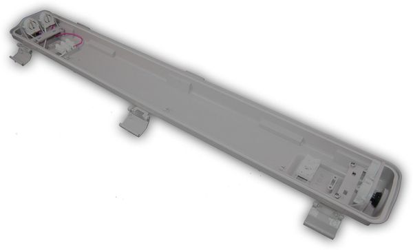 IP65 Feuchtraumleuchte, 2-Flammig Wannenleuchte, 2x 24W LED Röhre 150cm T8 2430lm Warmweiß (3000K), Plastik, Grau, 157,6 x 9.6 x 5.8 cm, für Garage, Keller, Werkstatt, Außenanwendungen