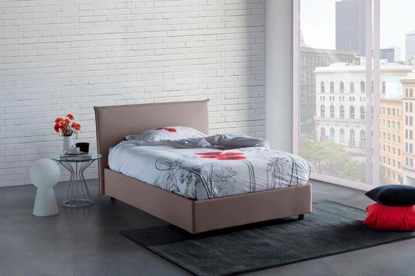 Talamo Italia - Doppelbett Astrid, Bettkasten mit Stoffbezug, 100 % Made in Italy, Öffnung vorne, geeignet für Matratzen 120x200 cm, taubengrau