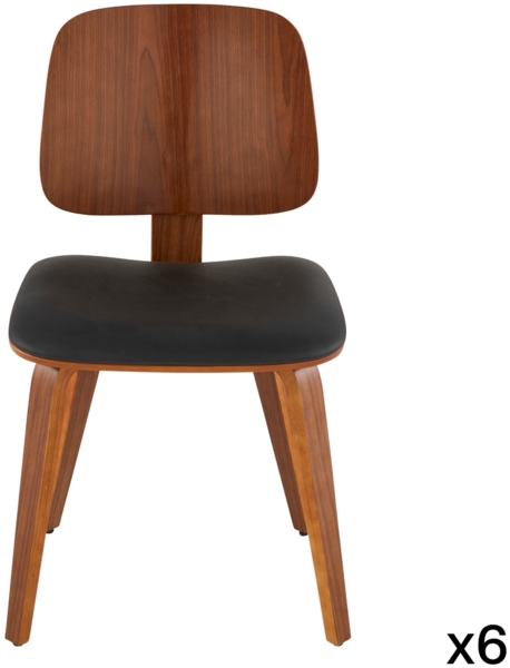 Signature Set mit 6 Stühlen aus schwarzem Vinyl H80,5 cm - BRAND - Schwarz Bild 1