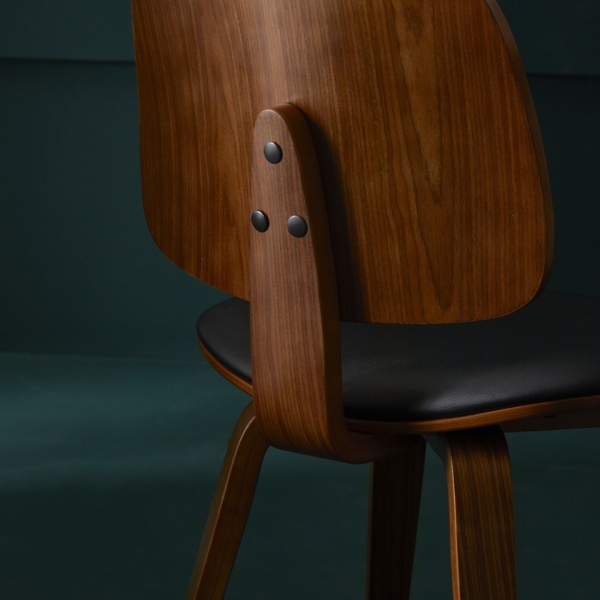 Signature Set mit 6 Stühlen aus schwarzem Vinyl H80,5 cm - BRAND - Schwarz Bild 5