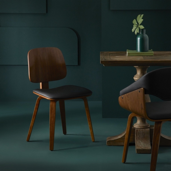 Signature Set mit 6 Stühlen aus schwarzem Vinyl H80,5 cm - BRAND - Schwarz Bild 2