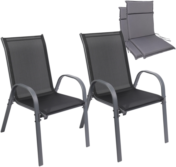 Albatros Gartenstühle 2er Set Kuba mit Sitzauflage – Gartenstühle Stapelbar mit robustem Metallgestell und hoher Belastbarkeit – Bequeme Stapelstühle auch als Terrassenstühle