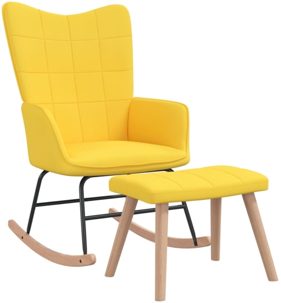 Schaukelstuhl mit Hocker Stoff Senfgelb [328025]