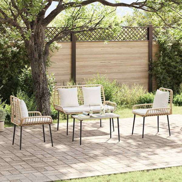 vidaXL Garten Essgruppe 3 pcs Braun und Creme Poly-Rattan 42010361