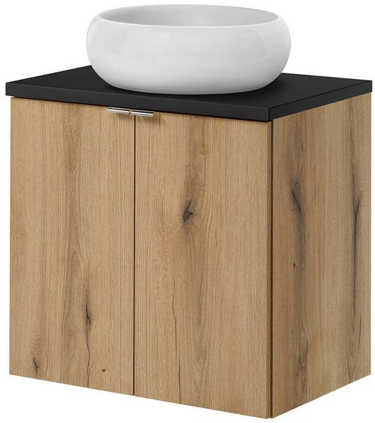 Waschtisch Skelbolu mit Türen 60x72x40 cm Eicheoptik/Schwarz [en. casa]